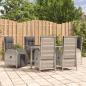 Preview: ARDEBO.de - 7-tlg. Garten-Essgruppe mit Kissen Grau Poly Rattan