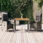 Preview: ARDEBO.de - 3-tlg. Garten-Essgruppe mit Kissen Grau Poly Rattan