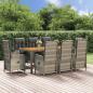 Preview: ARDEBO.de - 9-tlg. Garten-Essgruppe mit Kissen Grau Poly Rattan