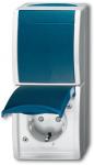 Preview: ARDEBO.de Busch-Jaeger 2601/6/20 EBW-53 Kombination SCHUKO® Steckdose, mit Wippschalter, Grau/Blaugrün, ocean® (IP 44) (2CKA001684A0330)