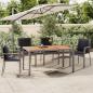 Preview: ARDEBO.de - Gartentisch mit Holzplatte Grau Poly Rattan & Massivholz Akazie