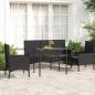 Preview: ARDEBO.de - 4-tlg. Garten-Lounge-Set mit Kissen Schwarz Poly Rattan