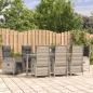 Preview: ARDEBO.de - 9-tlg. Garten-Essgruppe mit Kissen Grau Poly Rattan