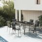 Preview: ARDEBO.de - 7-tlg. Garten-Essgruppe mit Kissen Grau Poly Rattan