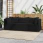 Preview: ARDEBO.de - 3-tlg. Garten-Lounge-Set mit Kissen Schwarz Poly Rattan