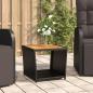 Preview: ARDEBO.de - Beistelltisch mit Holzplatte Schwarz Poly Rattan & Akazienholz