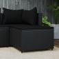 Preview: ARDEBO.de - Gartenhocker mit Kissen Schwarz Poly Rattan