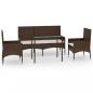 Preview: 4-tlg. Garten-Lounge-Set mit Kissen Braun Poly Rattan