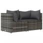 Preview: 3-tlg. Garten-Lounge-Set mit Kissen Grau Poly Rattan