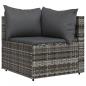 Preview: 3-tlg. Garten-Lounge-Set mit Kissen Grau Poly Rattan