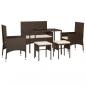 Preview: 6-tlg. Garten-Lounge-Set mit Kissen Braun Poly Rattan