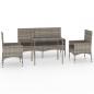 Preview: 4-tlg. Garten-Lounge-Set mit Kissen Grau Poly Rattan