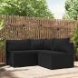 Preview: ARDEBO.de - 3-tlg. Garten-Lounge-Set mit Kissen Schwarz Poly Rattan