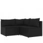 Preview: 3-tlg. Garten-Lounge-Set mit Kissen Schwarz Poly Rattan