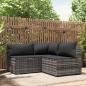 Preview: ARDEBO.de - 3-tlg. Garten-Lounge-Set mit Kissen Grau Poly Rattan