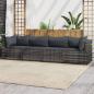 Preview: ARDEBO.de - 4-tlg. Garten-Lounge-Set mit Kissen Grau Poly Rattan