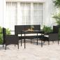 Preview: ARDEBO.de - 4-tlg. Garten-Lounge-Set mit Kissen Schwarz Poly Rattan