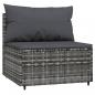 Preview: 3-tlg. Garten-Lounge-Set mit Kissen Grau Poly Rattan