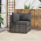 Preview: ARDEBO.de - Garten-Ecksofa mit Kissen Grau Poly Rattan