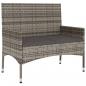 Preview: Gartenbank 2-Sitzer mit Kissen Grau Poly Rattan