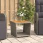 Preview: ARDEBO.de - Beistelltisch mit Holzplatte Grau Poly Rattan & Akazienholz