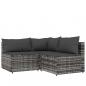 Preview: 4-tlg. Garten-Lounge-Set mit Kissen Grau Poly Rattan