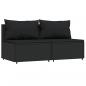 Preview: Garten-Mittelsofas mit Kissen 2 Stk. Schwarz Poly Rattan