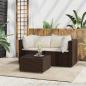 Preview: ARDEBO.de - 3-tlg. Garten-Lounge-Set mit Kissen Braun Poly Rattan