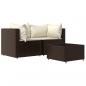 Preview: 3-tlg. Garten-Lounge-Set mit Kissen Braun Poly Rattan