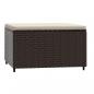 Preview: Gartenhocker mit Kissen Braun Poly Rattan