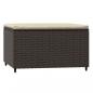 Preview: Gartenhocker mit Kissen Braun Poly Rattan