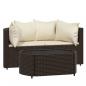 Preview: 3-tlg. Garten-Lounge-Set mit Kissen Braun Poly Rattan