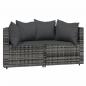 Preview: Garten-Ecksofas mit Kissen 2 Stk. Grau Poly Rattan