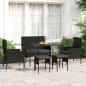 Preview: ARDEBO.de - 6-tlg. Garten-Lounge-Set mit Kissen Schwarz Poly Rattan