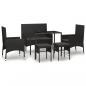 Preview: 6-tlg. Garten-Lounge-Set mit Kissen Schwarz Poly Rattan