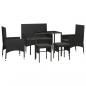 Preview: 6-tlg. Garten-Lounge-Set mit Kissen Schwarz Poly Rattan