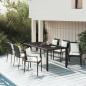 Preview: ARDEBO.de - 7-tlg. Garten-Essgruppe mit Kissen Schwarz Poly Rattan