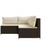 Preview: 3-tlg. Garten-Lounge-Set mit Kissen Braun Poly Rattan