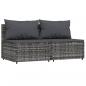 Preview: 3-tlg. Garten-Lounge-Set mit Kissen Grau Poly Rattan