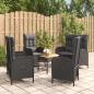 Preview: ARDEBO.de - 5-tlg. Garten-Essgruppe mit Kissen Schwarz Poly Rattan