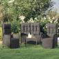 Preview: ARDEBO.de - 3-tlg. Garten-Essgruppe mit Kissen Schwarz Poly Rattan