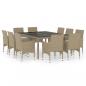 Preview: 11-tlg. Garten-Essgruppe Poly Rattan Beige