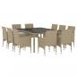 Preview: 11-tlg. Garten-Essgruppe Poly Rattan Beige