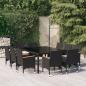 Preview: ARDEBO.de - 11-tlg. Garten-Essgruppe Poly Rattan Schwarz