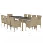 Preview: 11-tlg. Garten-Essgruppe Poly Rattan Beige