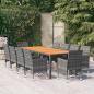 Preview: ARDEBO.de - 11-tlg. Garten-Essgruppe Poly Rattan Grau