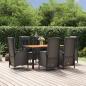 Preview: ARDEBO.de - 7-tlg. Garten-Essgruppe mit Kissen Schwarz Poly Rattan