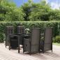 Preview: ARDEBO.de - 5-tlg. Garten-Essgruppe mit Kissen Schwarz Poly Rattan