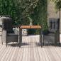 Preview: ARDEBO.de - 3-tlg. Garten-Essgruppe mit Kissen Schwarz Poly Rattan