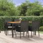 Preview: ARDEBO.de - 5-tlg. Garten-Essgruppe mit Kissen Schwarz Poly Rattan